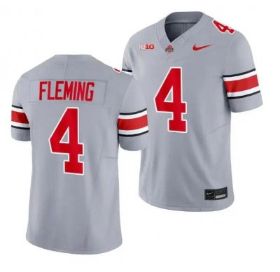 NCAA Ohio State Buckeyes Youth #4 Julian Fleming Grey 2023 Football College Jersey OTB7448LA